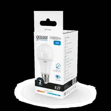 Лампа светодиодная LED 15 Вт 1480 лм 6500К А60 груша холодный E27 AC 220В Elementary Gauss