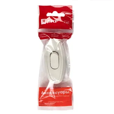 Выключатель проходной на шнур для бра белый 6А