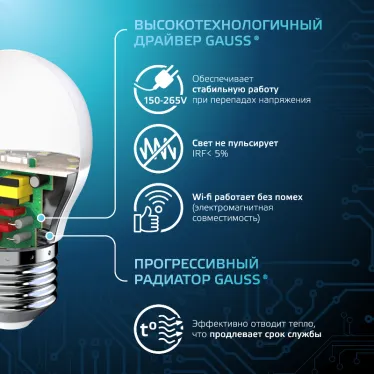 Лампа светодиодная LED 6.5 Вт 550 лм 4100К шар P45 нейтральный E27 AC 220В Black Gauss