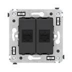 Avanti Компьютерная розетка RJ-45 без шторки в стену кат.5е двойная Черный матовый