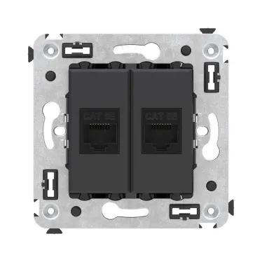 Avanti Компьютерная розетка RJ-45 без шторки в стену кат.5е двойная Черный матовый