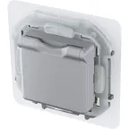 Розетка 2К+З IP 44 с откидной крышкой и шторками немецкий стандарт 16 А 250 В~ INSPIRIA алюминий