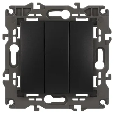 Выключатель тройной, 10АХ-250В, Эра Elegance, антрацит,14-1107-05
