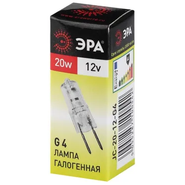 Лампа накаливания галогенная G4-JC-20W-12V (галоген, капсула, 20Вт, нейтр, G4) (100/1000/35000)