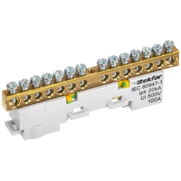 TEKFOR Шина PE земля неизолированная на универсальном держателе 6х9-14-Ж IEK