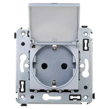 Avanti Розетка с крышкой в стену 2P+E с з/ш Закаленная сталь