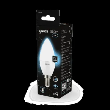 Лампа светодиодная LED 7 Вт 550 лм 4100К свеча нейтральный E14 AC 220В шаговое диммирование выключателем Black Gauss