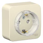 BLANCA Розетка наружная с заземление со шторками, (тонкая) с изолирующей пластиной 16А, 250В, молочный