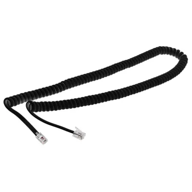 Шнур телефонный, витой трубочный RJ-10, 4P-4C, длина 4 метра, черный,