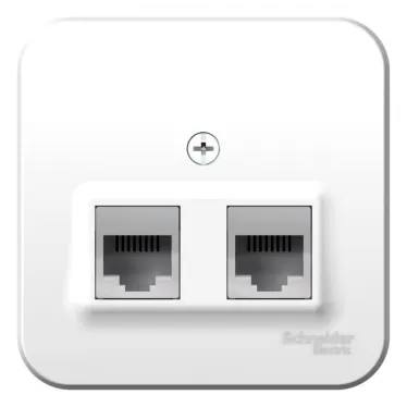 Розетка BLANCA наружная двойная компьютерная RJ45+телефонная RJ11, кат.5e, с изолирующей пластиной, белый
