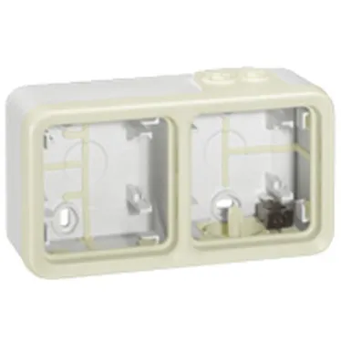 Двухместная монтажная коробка - Программа Plexo - белый - 2 поста - горизонтальная установка