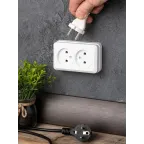 Рим Розетка двойная 10А без заземления белая