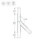 Тройник PLS-LOCK-H25-T135L левый (с экраном MAT-L) (ARL, Металл)