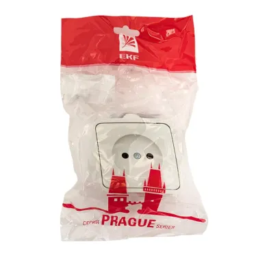 Прага Розетка 10А без заземления IP44 белая