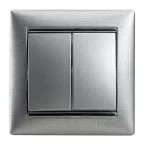 VALENA Выключатель двухклавишный в рамку алюминий