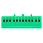 Шина 0 PE (6х9мм) 12 отверстий латунь зеленый изолированный корпус на DIN-рейку PROxima