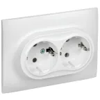 SKANDY Розетка 2-местная с заземлением без защитных шторок 16А в сборе SK-R08W арктический белый IEK