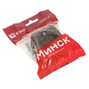 Розетка 1-местная ОП Минск 16А с заземлением темное дерево