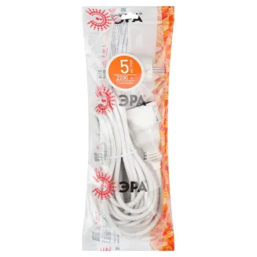 Удлинитель электрический с заземлением 1 розетка 5м ПВС 3x0,75мм2 10А UX-1е-5m ЭРА