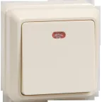 ОКТАВА Выключатель одноклавишный наружный бежевый с индикацией 10А