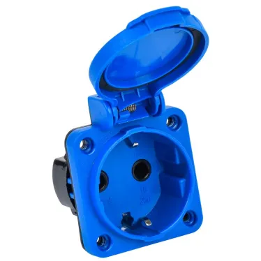 Розетка панельная РП12-3 2Р+РЕ 16А з/к с крышкой IP54 синяя MAGNUM