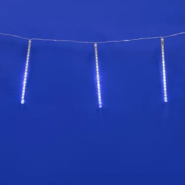 Занавес светодиодный фигурный Падающие звезды соединяемый 2,4х0,5м 8 подвесов 240 светодиодов Провод прозрачный ULD-E2405-240/DTK WHITE IP44 METEOR