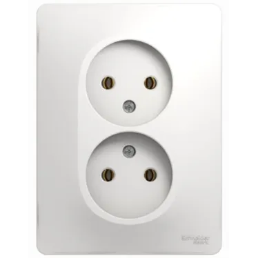 GLOSSA Розетка двойная без заземления в сборе белая
