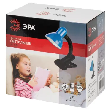 Светильник настольный на прищепке синий N-102-E27-40W-BU ЭРА