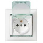 VALENA Розетка с заземлением с крышкой со шторками белая