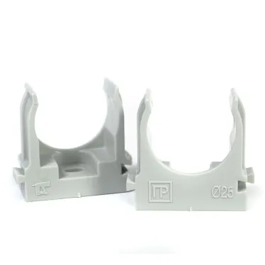 Крепеж-клипса для труб для монтажного пистолета серая в гофроящике d25 мм (900шт/кор)