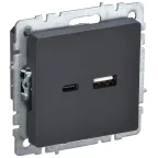 BRITE Розетка USB A+C 18Вт РЮ11-1-БрГ графит