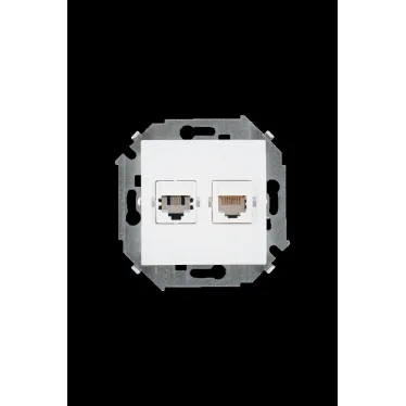 15 Розетка телефонная + компьютерная RJ11+RJ45 категория 5е белый