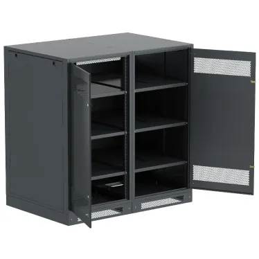 Шкаф LINEA B (пустой) 1450х1400х950мм двустворчатая металлическая дверь черный