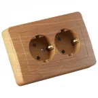 Розетка двойная скрытая с заземлением дуб