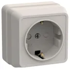 ОКТАВА Розетка с заземлением сошторками наружная 16А кремовый