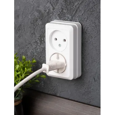 Рим Розетка двойная 10А без заземления белая