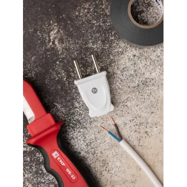 Вилка плоская без заземления белая 10А 250 В Proxima