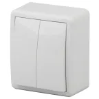 Выключатель двойной с подсветкой, 10АХ-250В, ОУ, Эра Эксперт, белый,11-1205-01