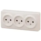 Розетка 3х2P, 16A-250В, ОУ, Эра Эксперт, сл.кость, 11-2207-02