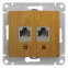 Розетка Glossa двойная компьютерная RJ45 + RJ45 кат.5E механизм дуб