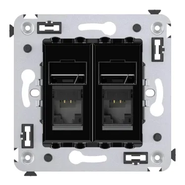 Avanti Розетка RJ-45 в стену, кат.6 двойная, ''Черный квадрат''