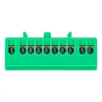 Шина 0 PE 6х9мм 10 отверстий латунь зеленый изолированный корпус на DIN-рейку PROxima