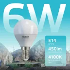 Лампа светодиодная LED 6 Вт 450 лм 4100К шар P45 нейтральный E14 AC 220В Elementary Gauss