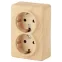 Розетка 2х2P+E Schuko, 16A-250В, ОУ, Эра Эксперт, сосна, 11-2205-11