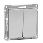 W59 Выключатель двухклавишный, 10АХ, механизм, матовый хром