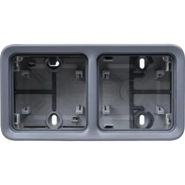 Двухместная монтажная коробка - Программа Plexo - серый - 2 поста - горизонтальная установка