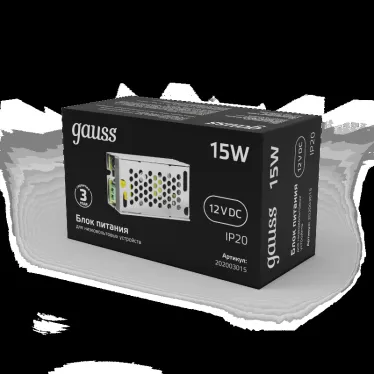 Блок питания для светодиодной ленты 15 Вт AC 100-264В Uвых 12В IP20 77х48х20мм Black Gauss