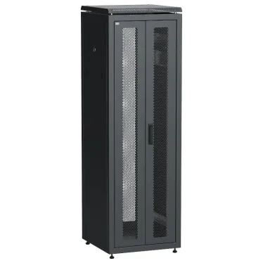 Шкаф напольный сетевой 19' LINEA N 38U 600х600мм передняя распашная перфорированная дверь задняя перфорированная черный