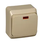 ЭТЮД Выключатель одноклавишный наружный с подсветкой бежевый сх.1
