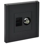 FORTE@PIANO Розетка двойная TV+RJ45 кат.6 FP137 черный IEK